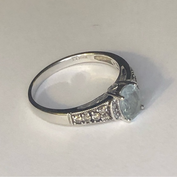 LeVian 14k Aquamarine Chocolate and White Diamond Ring - Picture 7 of 9